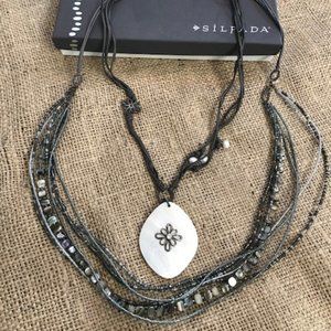 Silpada Abalone Shell & Seed Bead Necklace Set